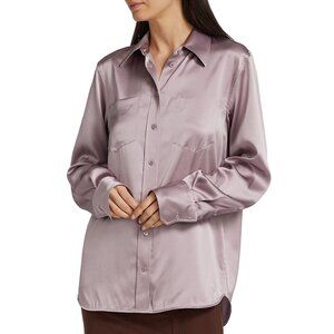 Helmut Lang Wisteria Core Silk Button Down Silk Top